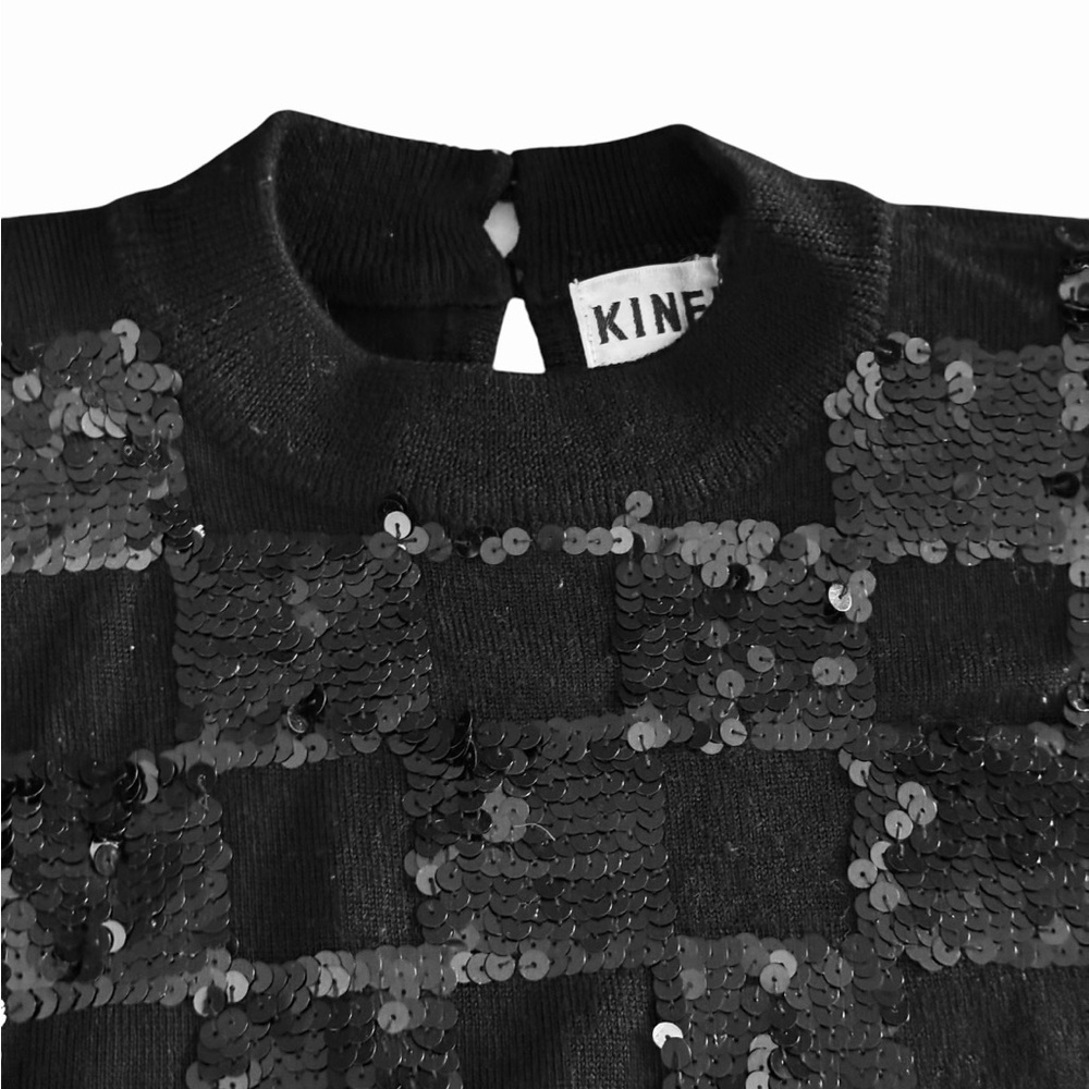 Kinei Black Sparkly Sequined Wool Sweater Medium - Picture 11 of 15